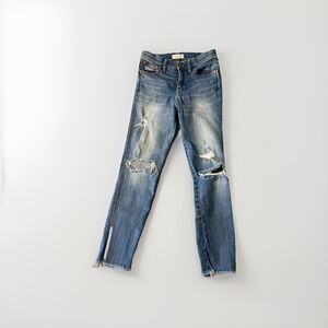 Madewell Skinny Skinny Womens Jeans Size 29 Distressed Medium Blue Wash Raw Hem